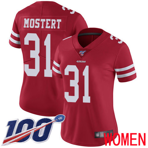 San Francisco 49ers Limited Red Women Raheem Mostert Home NFL Jersey #31 100th Season Vapor Untouchable